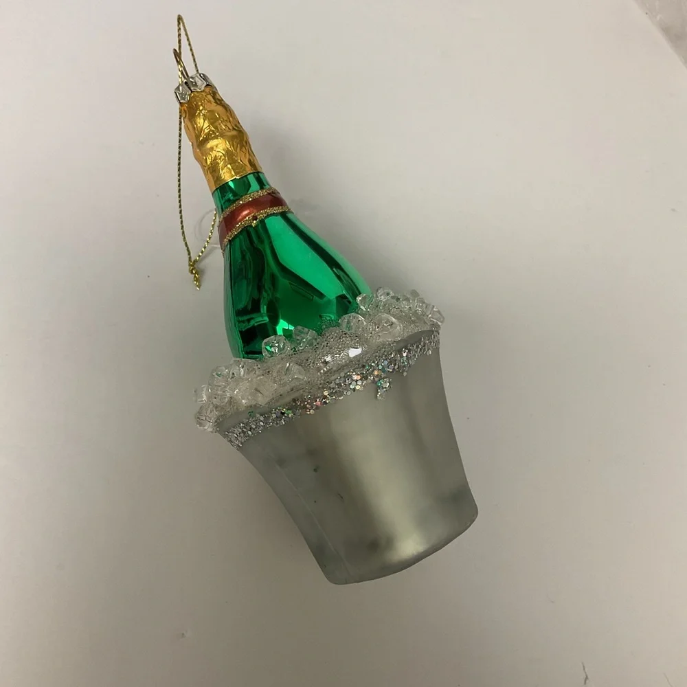 SILVER TREE GLASS CHAMPAGNE BUCKET AND BOTTLE 5.5” NWOT - Picture 4 of 13